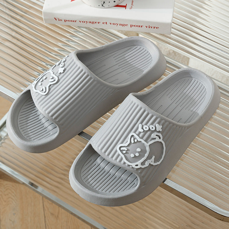Cute Cat Slippers Summer Women Home Shoes Bath Thick Platform Non-Slip Slides Indoor Outdoor - BuzzMart