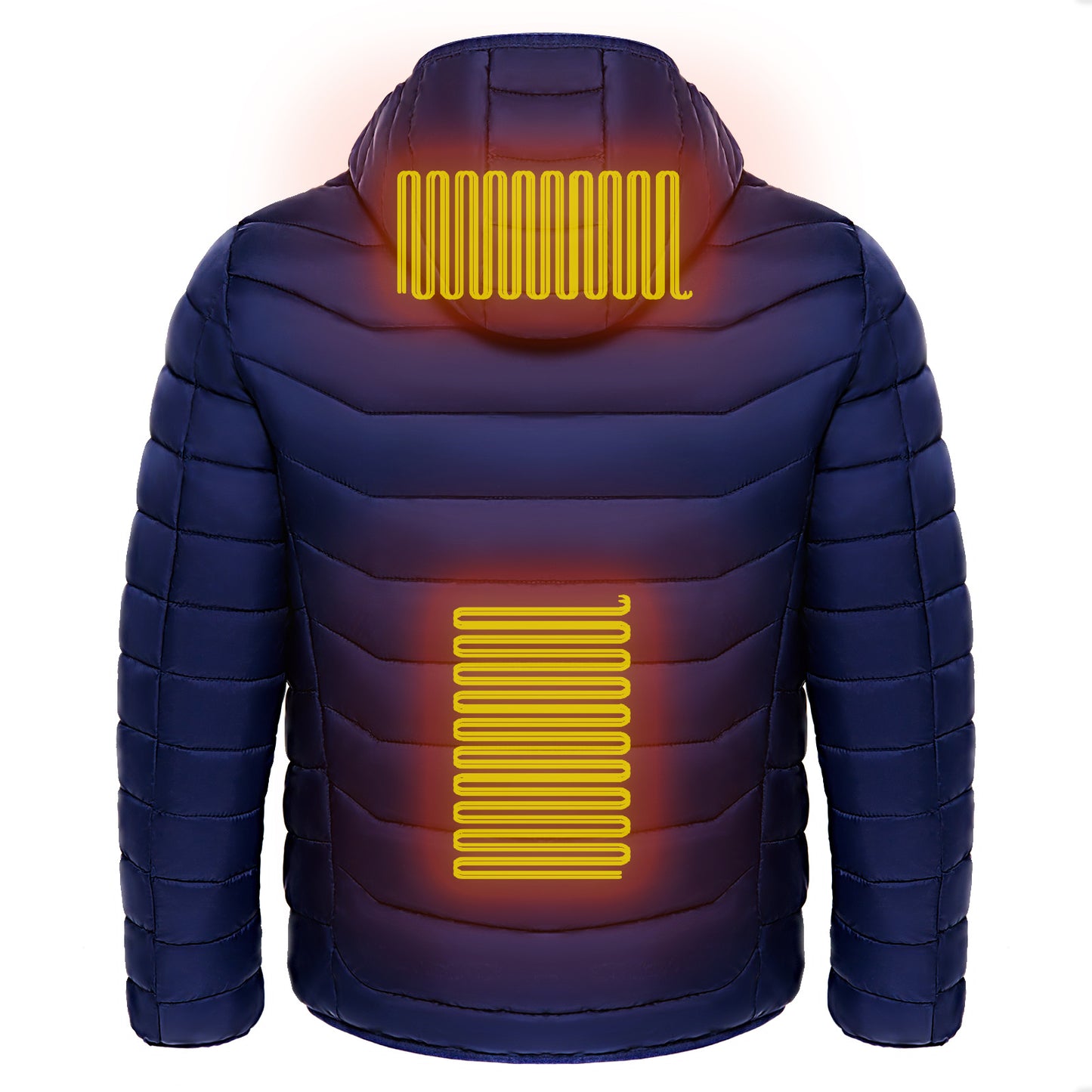 Men Heated Puffer Jacket Electric Heating Coat Insulated Hood Windbreaker 9Heat Zones - BuzzMart