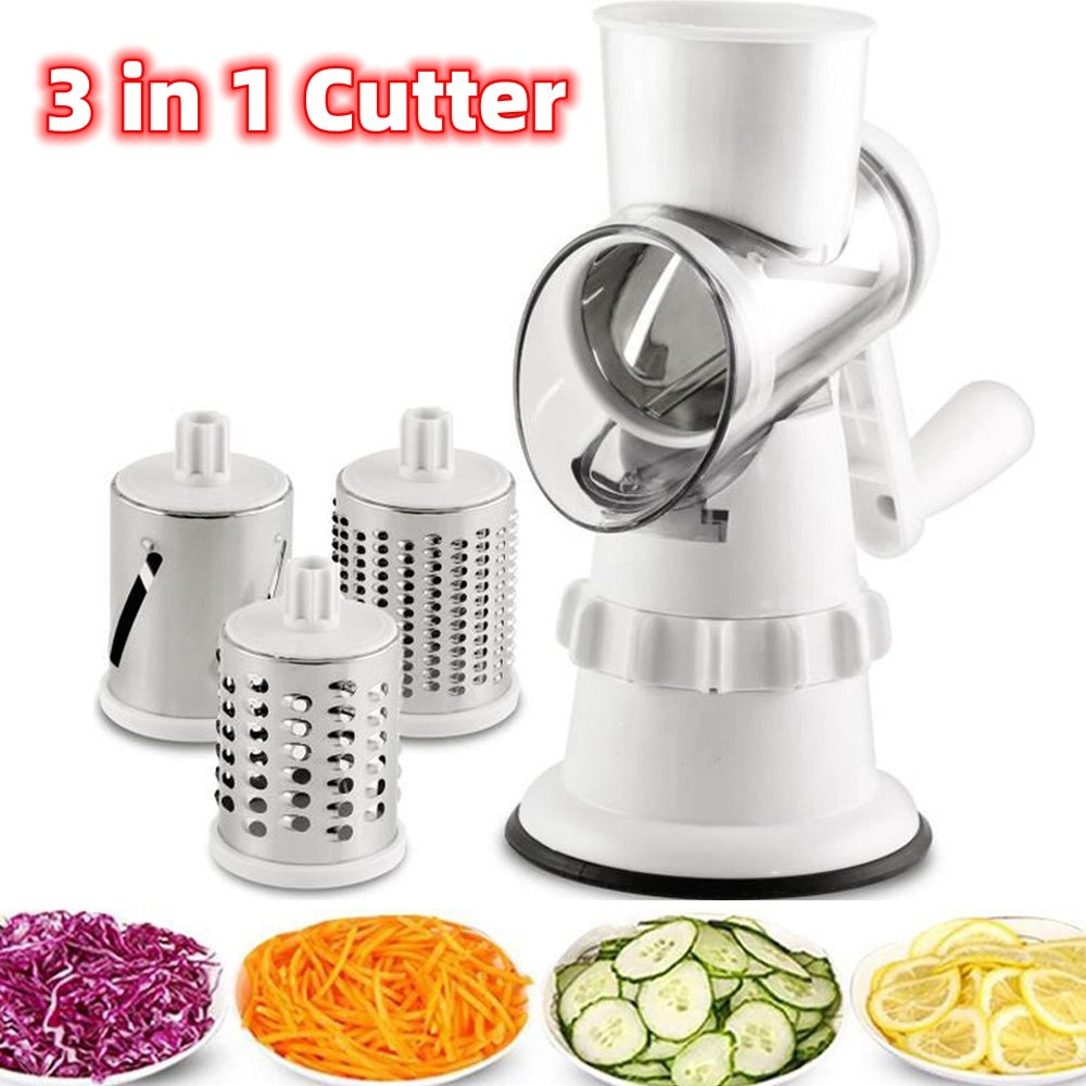 3 In 1 Vegetable Slicer Manual Kitchen Accessories Grater For Vegetable Cutter Round Chopper Mandolin Shredder Potato Home Kitchen Supplies Kitchen Gadgets - BuzzMart