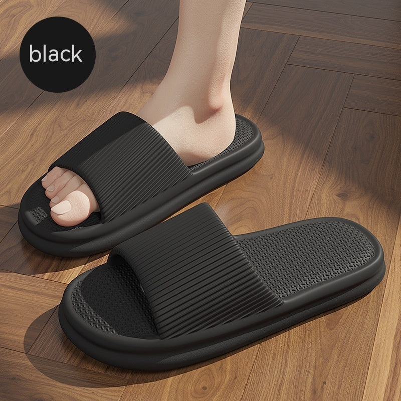 Striped Design Home Slippers For Women Men Soft Anti-slip Floor Bathroom Slippers Solid House Shoes - BuzzMart