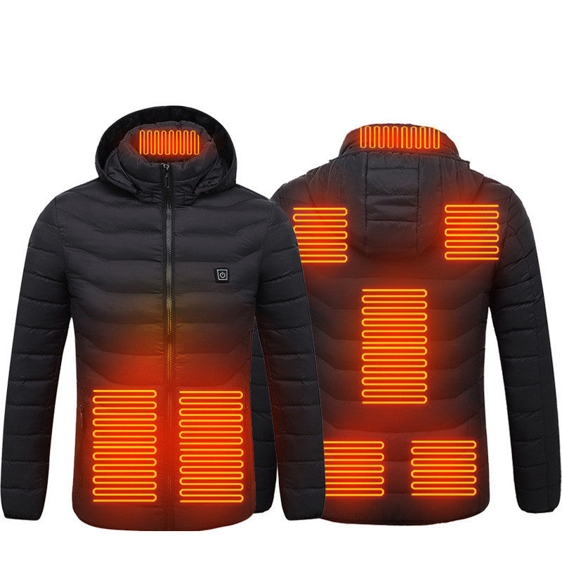 Men Heated Puffer Jacket Electric Heating Coat Insulated Hood Windbreaker 9Heat Zones - BuzzMart