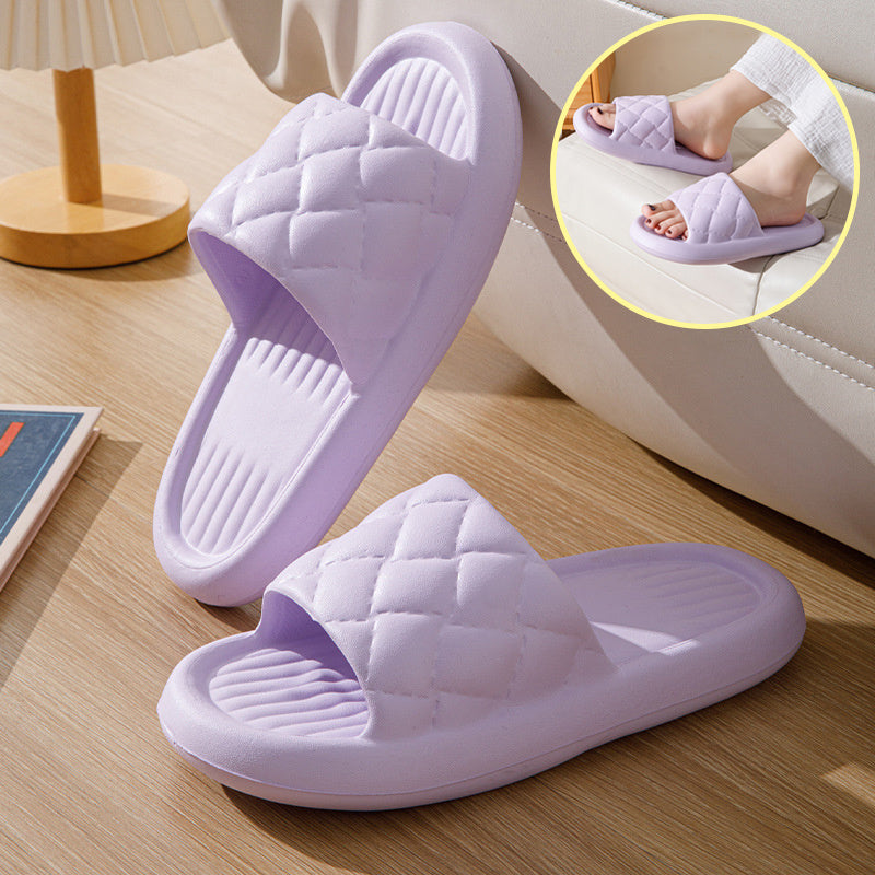 New Rhombus Home Slippers Summer Non-slip Floor Bathroom Slipper Lightweight Simple House Shoes For Women Men - BuzzMart