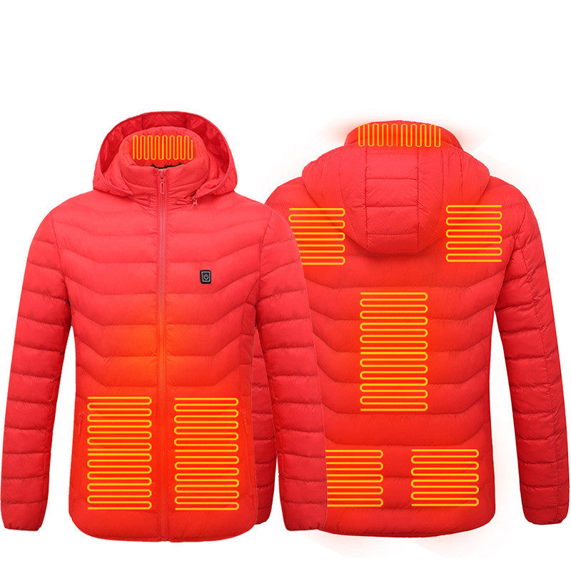 Men Heated Puffer Jacket Electric Heating Coat Insulated Hood Windbreaker 9Heat Zones - BuzzMart