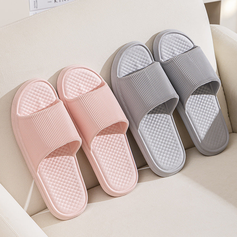 Summer Slipper Indoor House Shoes For Men Women Couples Solid Color Rhombus Striped Non-slip Bathroom Slippers - BuzzMart
