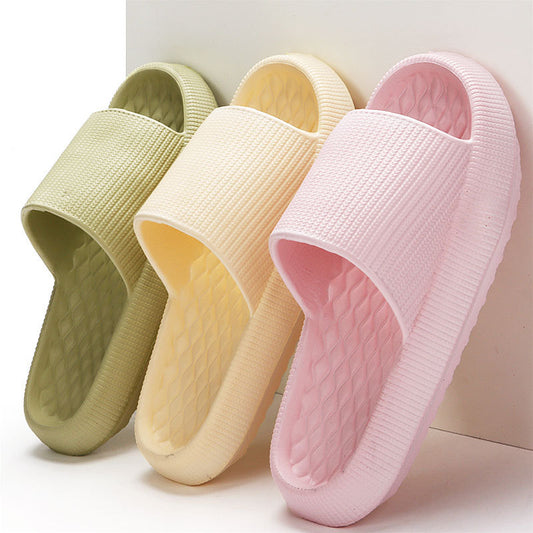 Summer EVA Slippers Solid Color Rhombus Stripe Anti-slip Slippers New Women's Home Shoes - BuzzMart
