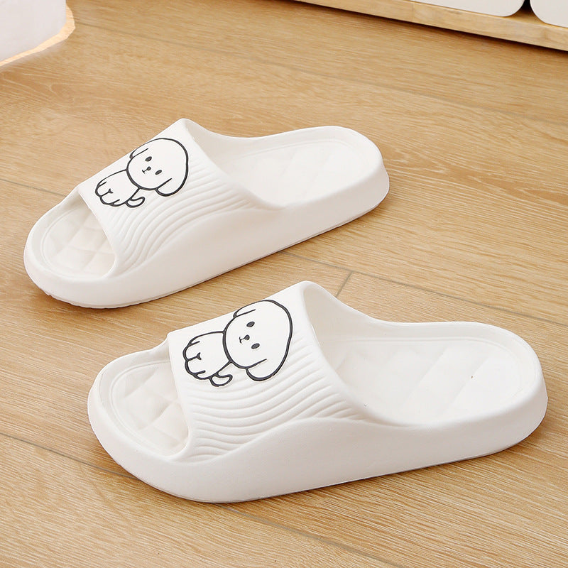 Cute Cartoon Dog Slippers Summer Solid Color Non-slip Rhombus Bathroom Slipper Indoor House Shoes For Men Women Couples - BuzzMart