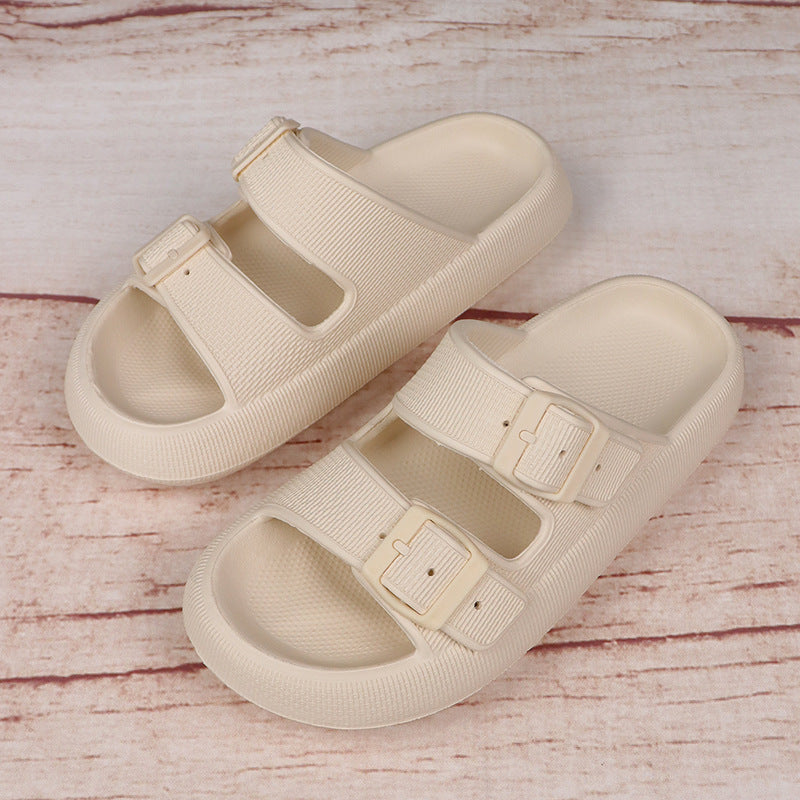 Platform Slippers Women's Summer Buckle Home Shoes Fashion Outdoor Wear Soft Bottom Sandals - BuzzMart