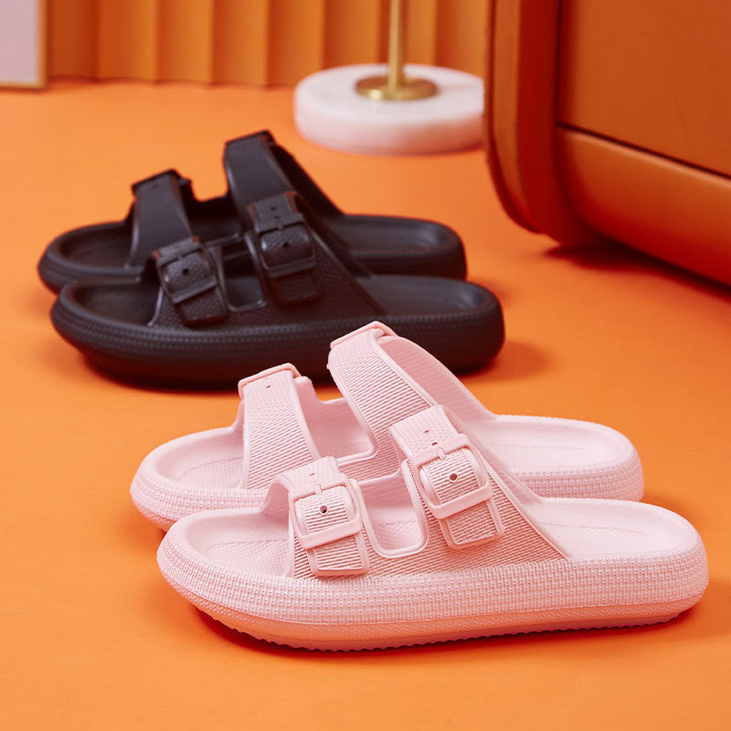 Platform Slippers Women's Summer Buckle Home Shoes Fashion Outdoor Wear Soft Bottom Sandals - BuzzMart