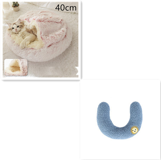 2 In 1 Dog And Cat Bed Pet Winter Bed Round Plush Warm Bed House Soft Long Plush Pets Bed Pet Products - BuzzMart