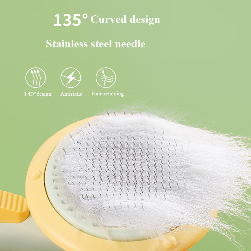 New Pet Cat Brush Hot Selling Hand-held Steel Wire Self-cleaning Comb Looper For Hair Removal - BuzzMart