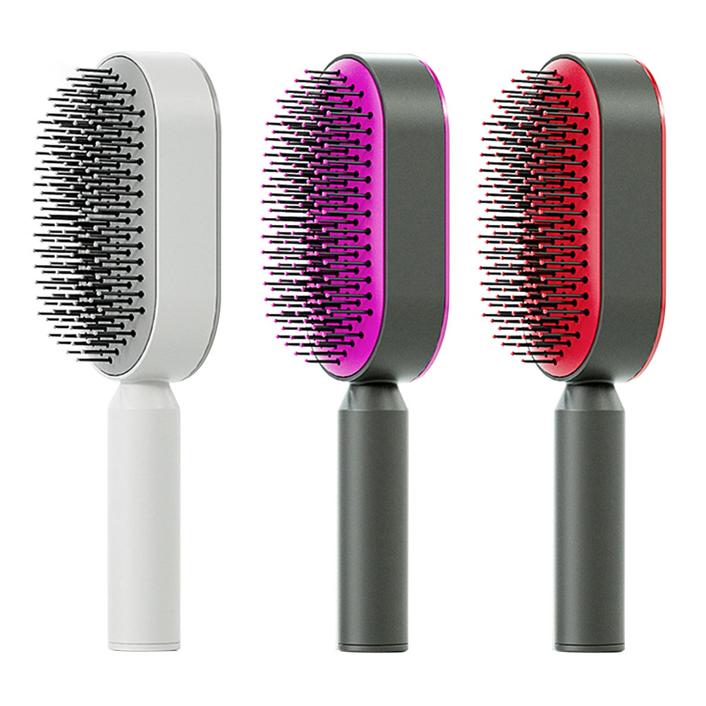 Self Cleaning Hair Brush For Women One-key Cleaning Hair Loss Airbag Massage Scalp Comb Anti-Static Hairbrush - BuzzMart