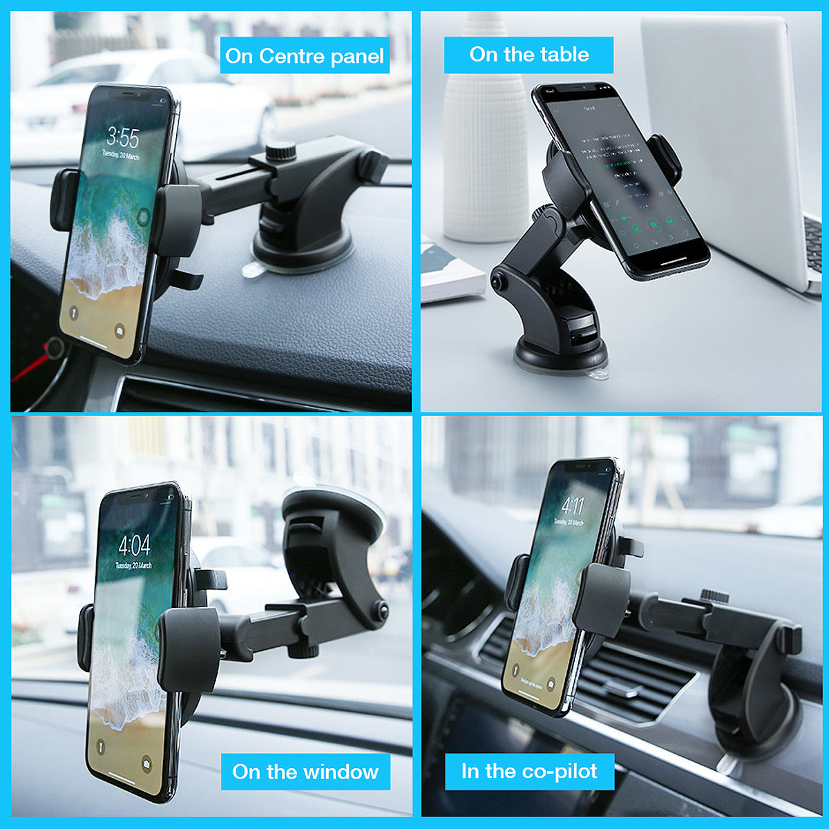 Car Phone Holder Long Rod Telescopic Car Dashboard Suction Cup Type - BuzzMart