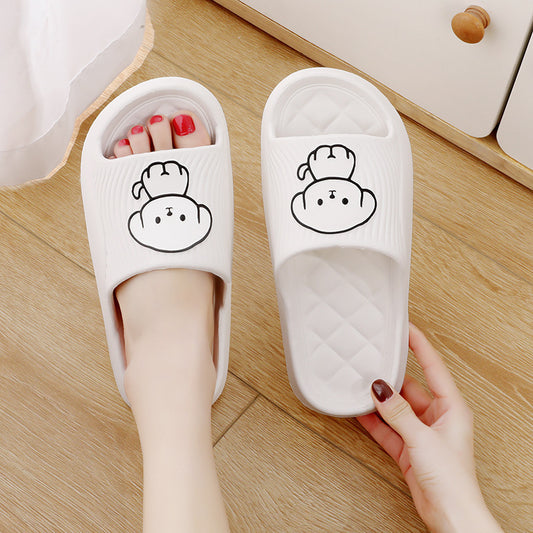 Cute Cartoon Dog Slippers Summer Solid Color Non-slip Rhombus Bathroom Slipper Indoor House Shoes For Men Women Couples - BuzzMart