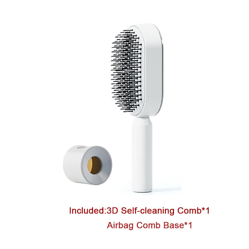 Self Cleaning Hair Brush For Women One-key Cleaning Hair Loss Airbag Massage Scalp Comb Anti-Static Hairbrush - BuzzMart
