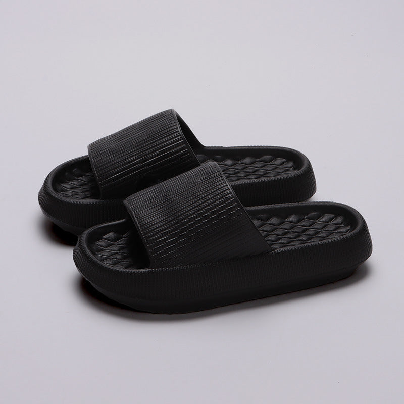 Summer EVA Slippers Solid Color Rhombus Stripe Anti-slip Slippers New Women's Home Shoes - BuzzMart