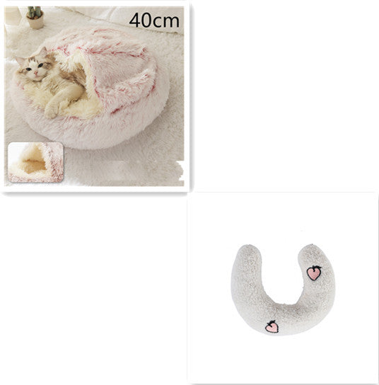 2 In 1 Dog And Cat Bed Pet Winter Bed Round Plush Warm Bed House Soft Long Plush Pets Bed Pet Products - BuzzMart