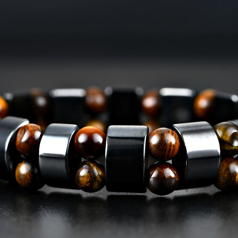 Handmade Tiger Eye & Hematite Bracelet – Healing Gift - BuzzMart