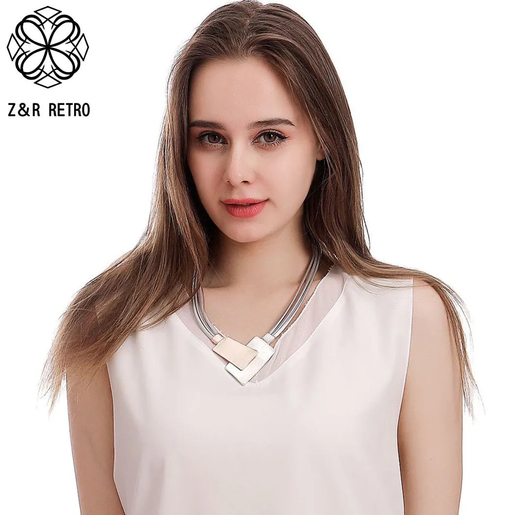 Trendy Geometric Pendant Necklace – Bold Gift for Her - BuzzMart