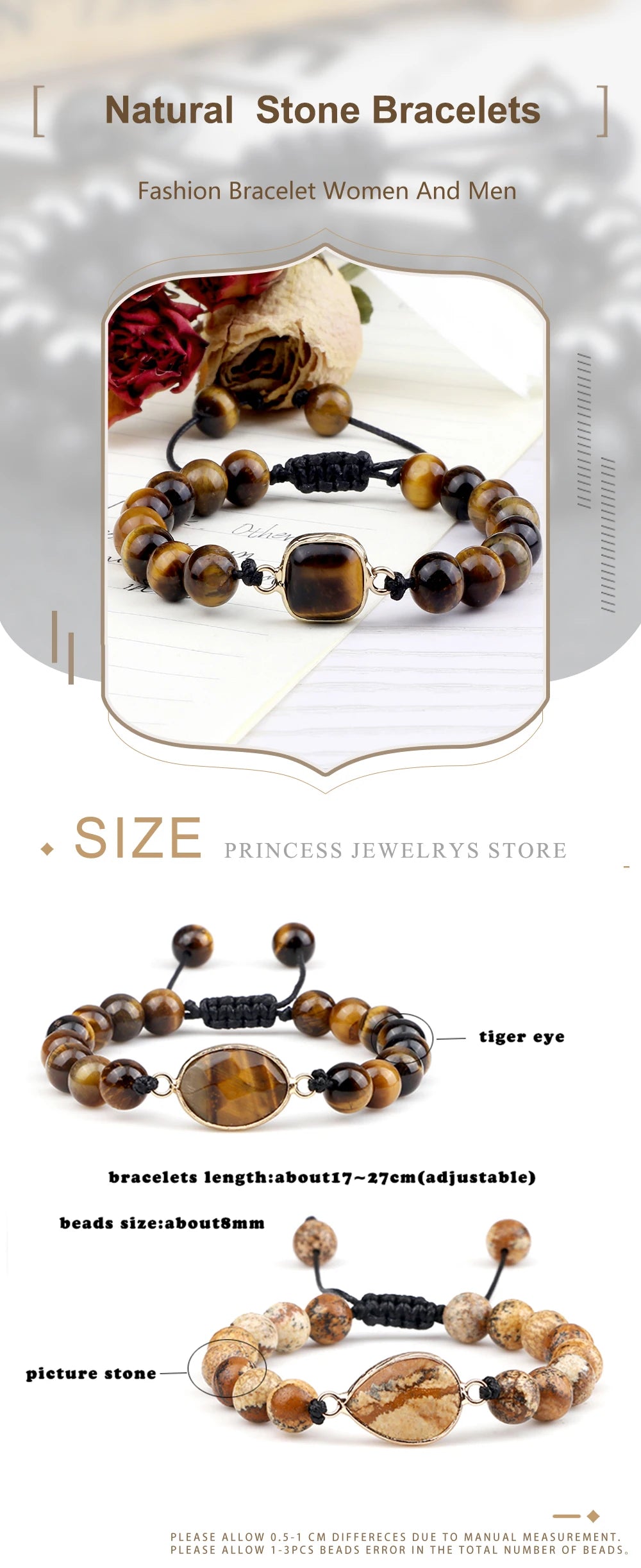 🔮 Handmade Tiger Eye Bracelet – 8mm Stone Gift Jewellery - BuzzMart