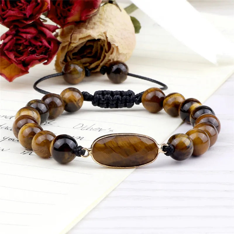 🔮 Handmade Tiger Eye Bracelet – 8mm Stone Gift Jewellery - BuzzMart