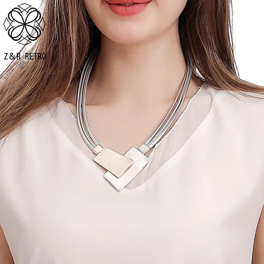 Trendy Geometric Pendant Necklace – Bold Gift for Her - BuzzMart