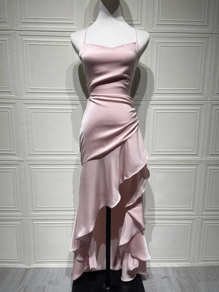 Sexy Backless Ruffle Maxi Dress – Elegant Summer Party Look - BuzzMart
