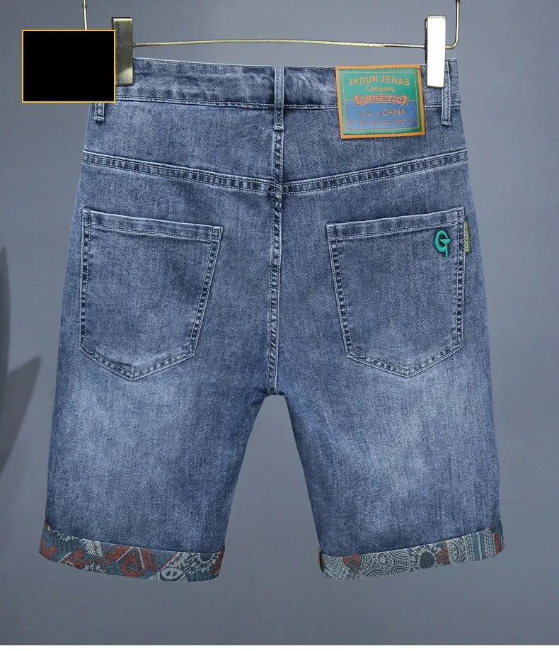 Men’s Embroidered Denim Shorts – Bold Summer Streetwear Look - BuzzMart