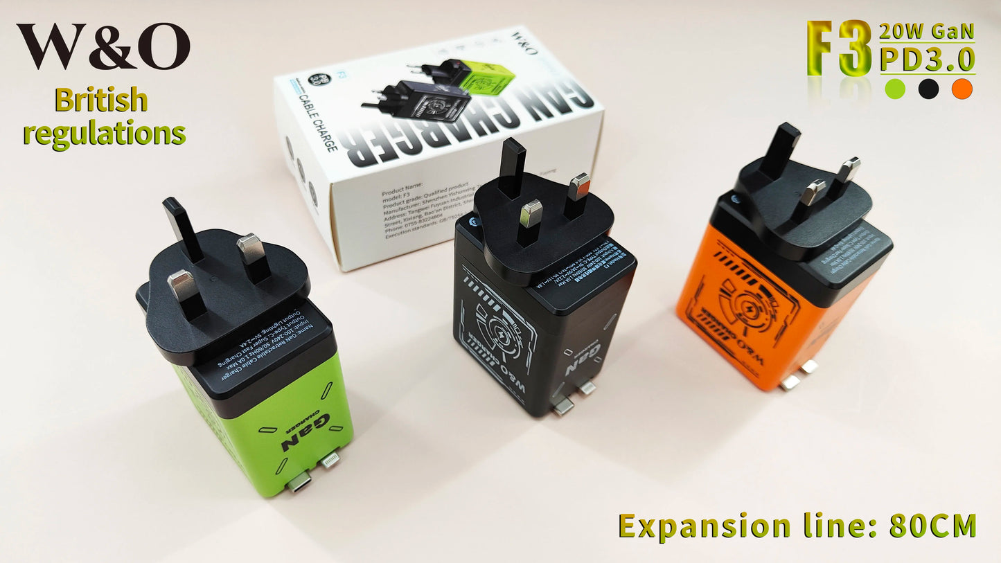 Trendy 20W GaN Fast Charger with Soft Silicone Cables - BuzzMart