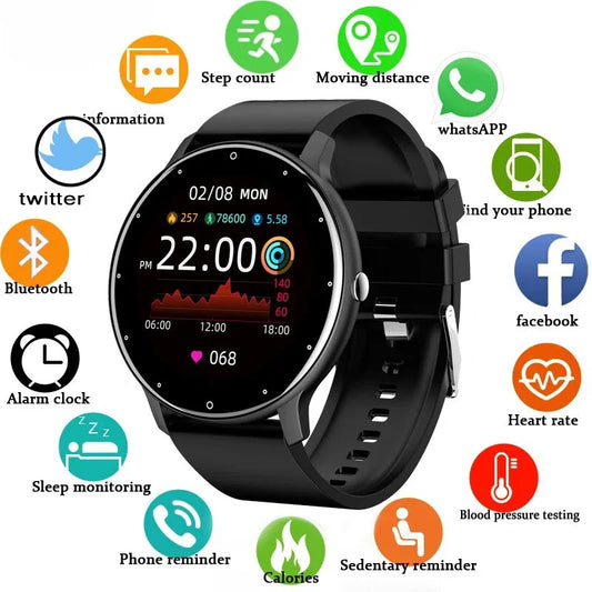 LIGE Smart Watch Women Men Full Touch Screen Bluetooth 5.2 Call Waterproof Watches Sports Fitness Tracker Factory IP67 ZL02 New - BuzzMart