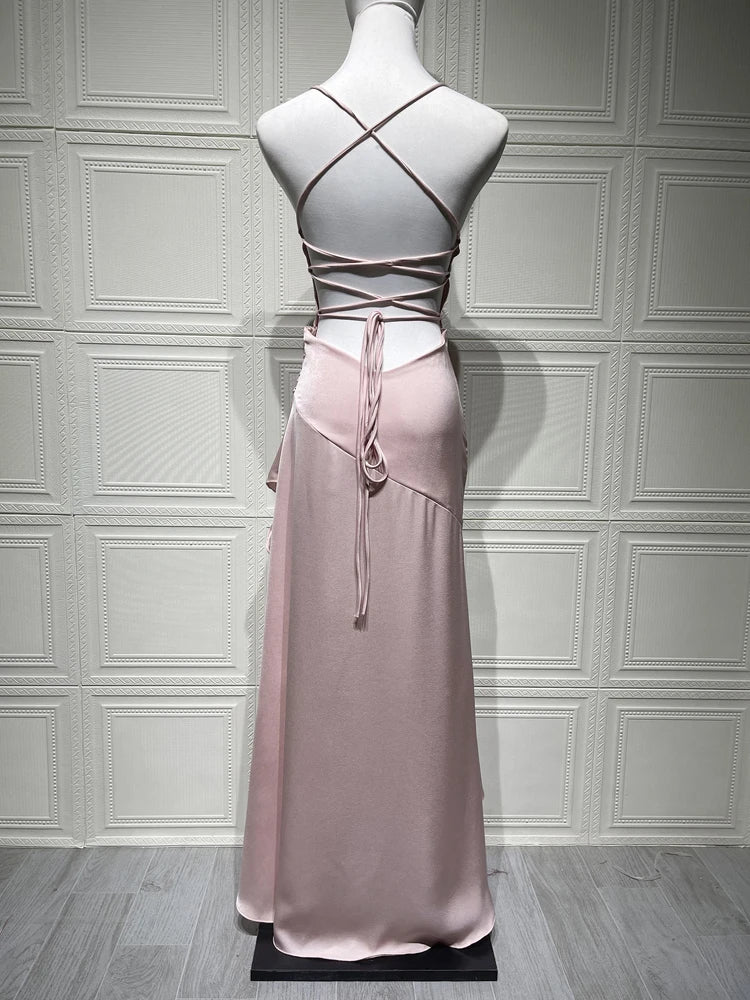 Sexy Backless Ruffle Maxi Dress – Elegant Summer Party Look - BuzzMart
