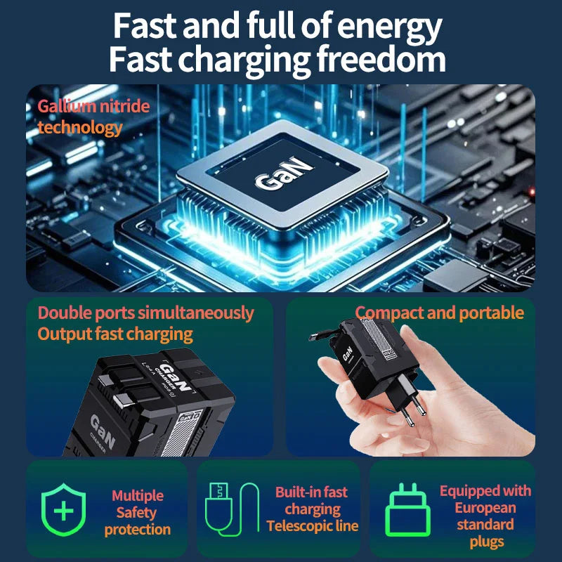 Magical 120W Fast Charger with Retractable Cables – Gift-Ready! - BuzzMart