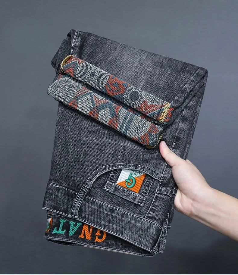 Men’s Embroidered Denim Shorts – Bold Summer Streetwear Look - BuzzMart