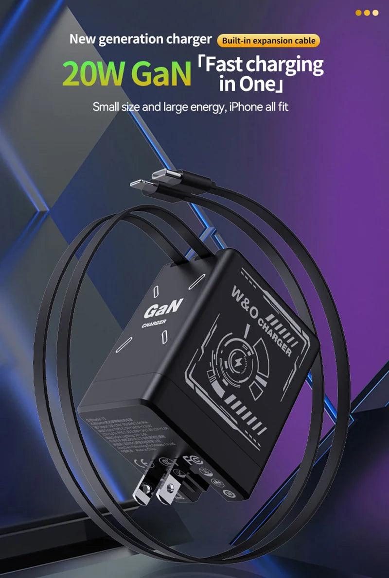 Sleek 120W GaN Charger with Retractable Cables – Fast! - BuzzMart