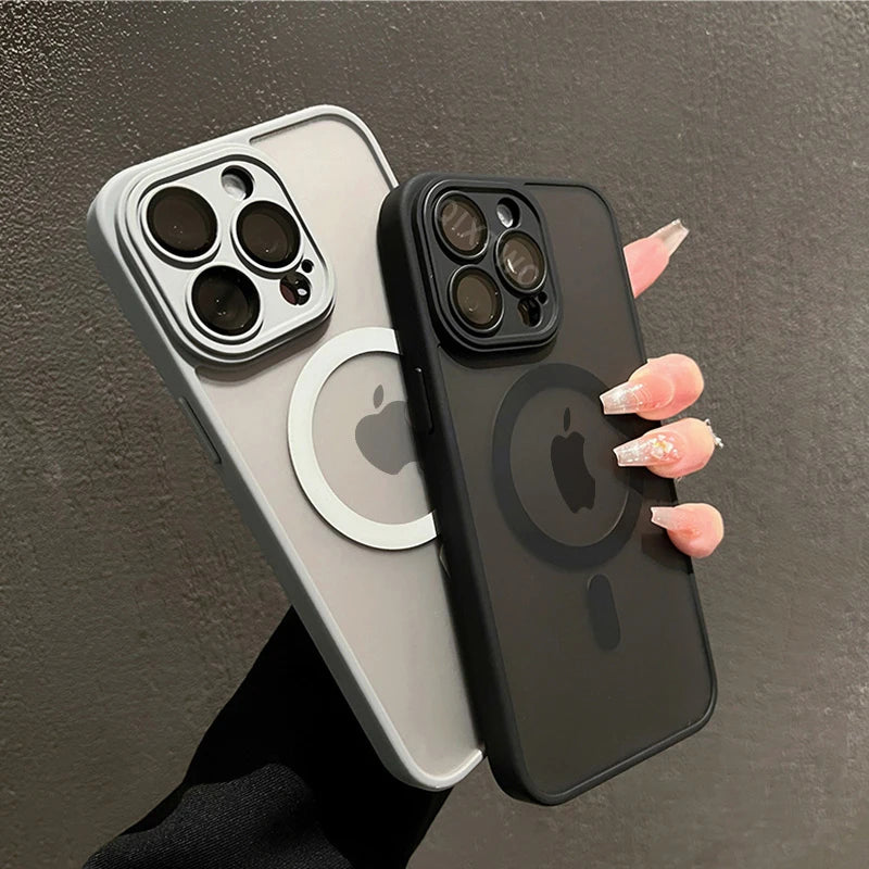 Luxury Matte Armor For Magsafe Magnetic Wireless Charging Case For iPhone 11 12 13 14 15 16 Pro Max Plus Shockproof Hard Cover - BuzzMart