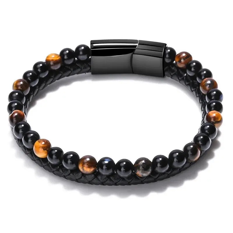 🔥 Tiger Eye & Lava Stone Bracelet – Steel Gift for Him/Her - BuzzMart