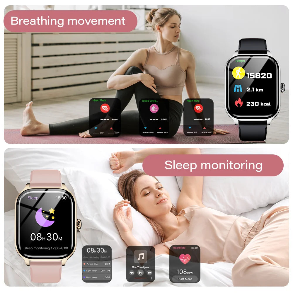 LAXASFIT 2025 New Smart Watch Bluetooth Call Message Reminder 24 Hour Health Monitoring Smart Watch Gift for Men and Women - BuzzMart