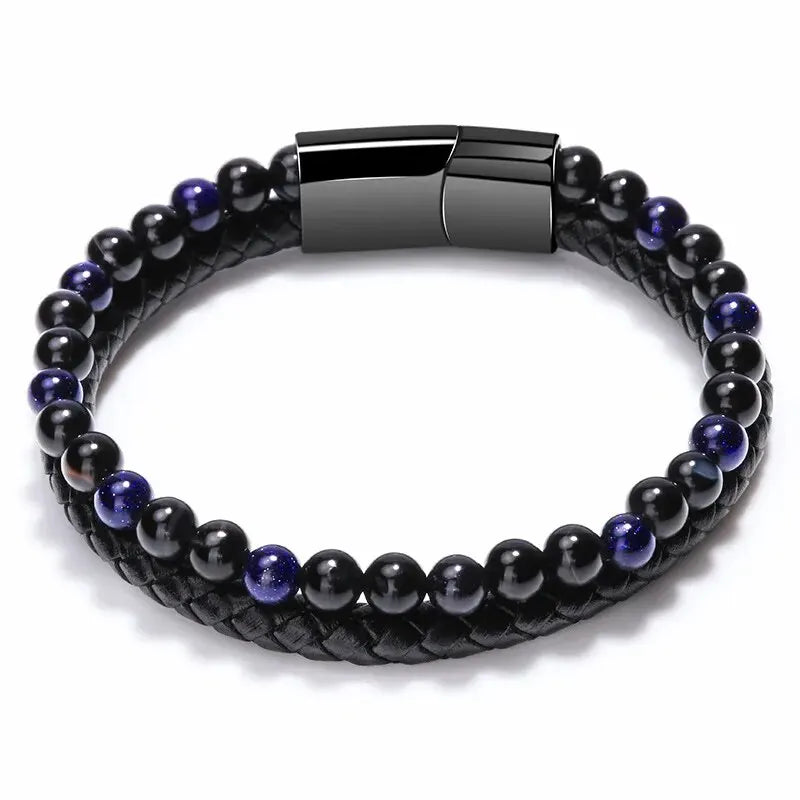🔥 Tiger Eye & Lava Stone Bracelet – Steel Gift for Him/Her - BuzzMart