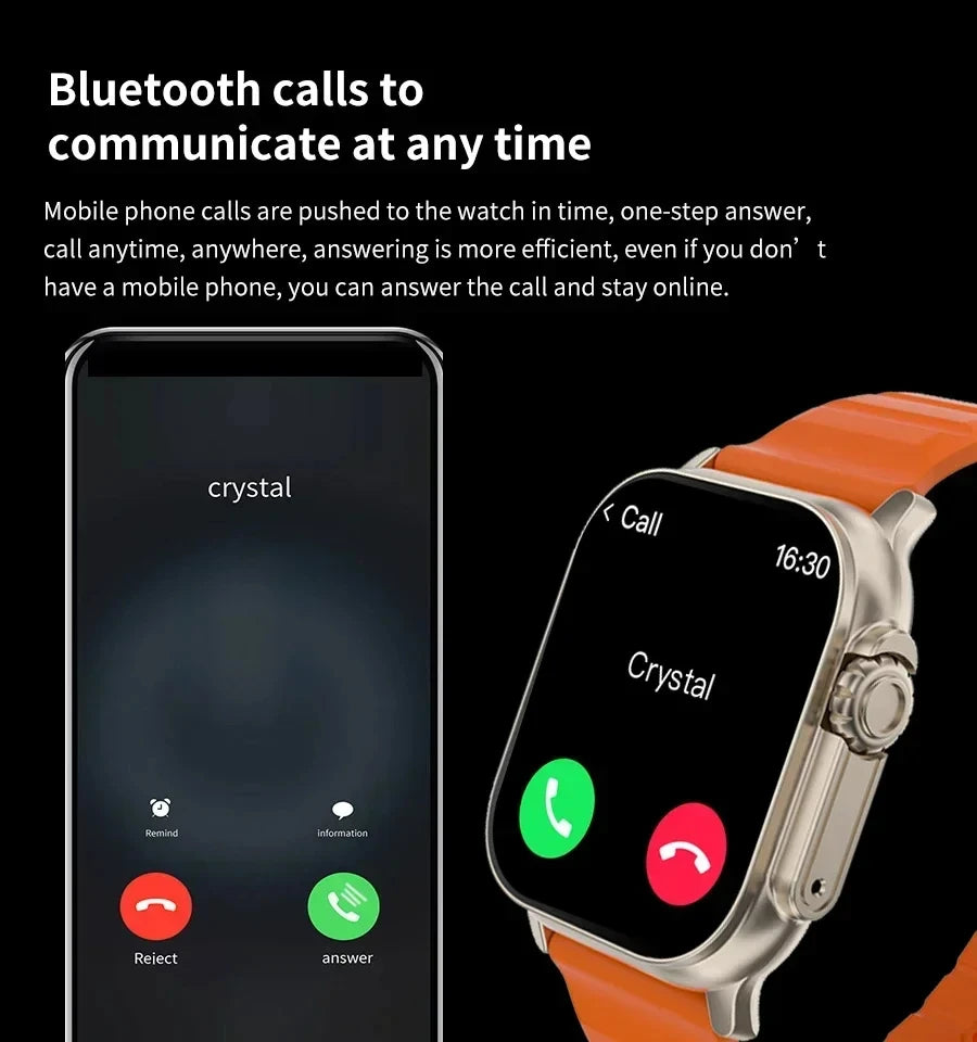 LAXASFIT New Watch T800 U2 Smart Watch 2025 Mens Womens Tracking Bluetooth Talk BT Music Wireless Charging Smart Watch - BuzzMart