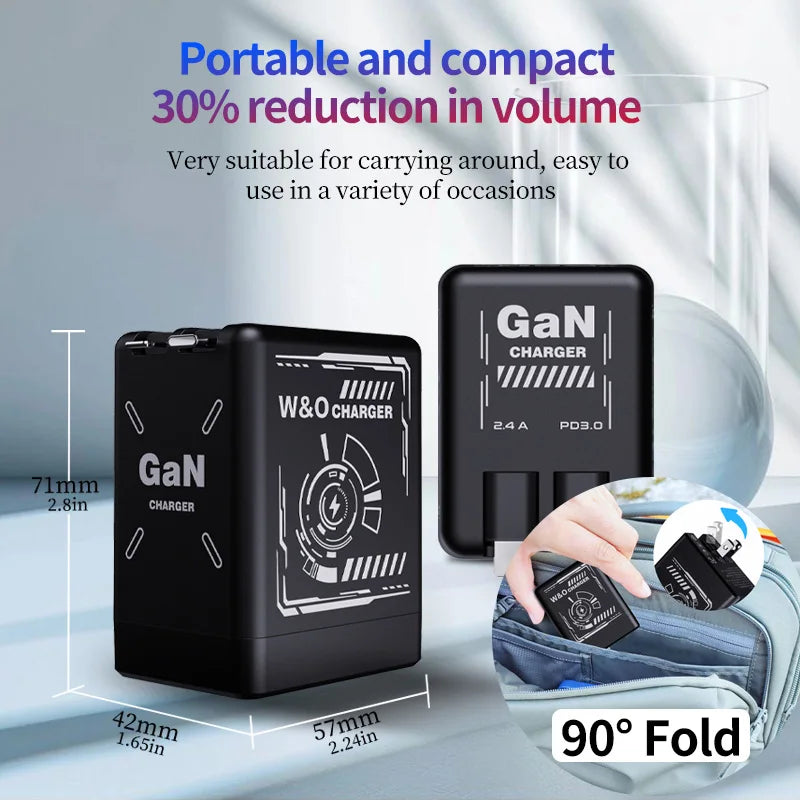 Stylish 120W GaN Fast Charger with Retractable Cables - BuzzMart