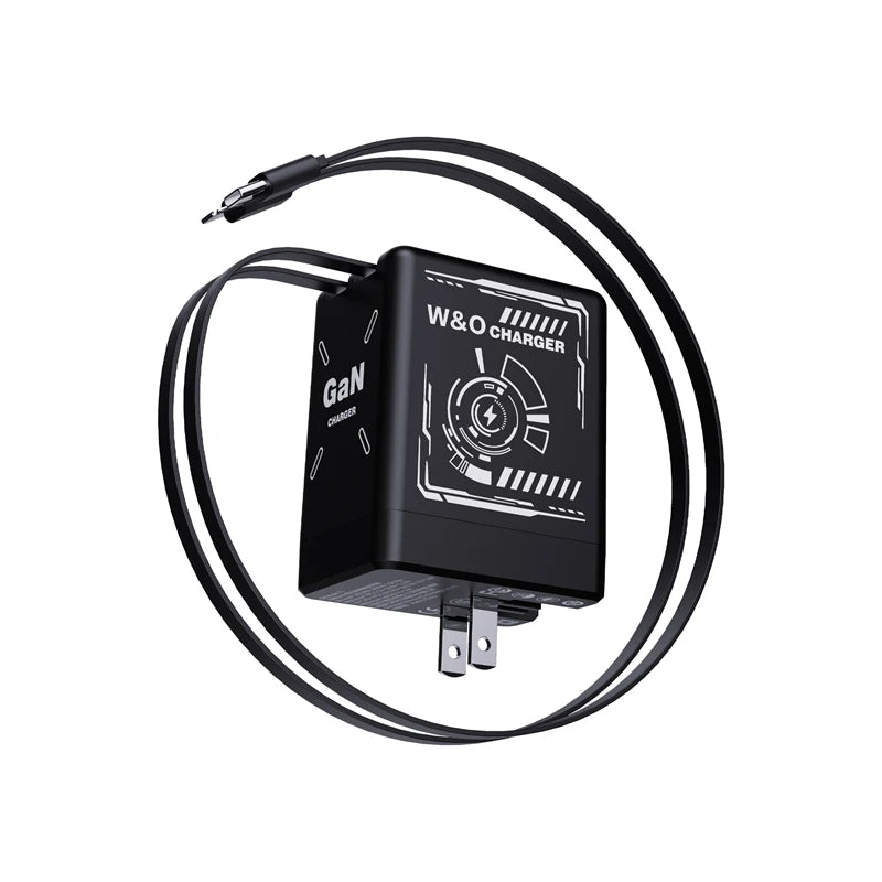 Stylish 120W GaN Fast Charger with Retractable Cables - BuzzMart