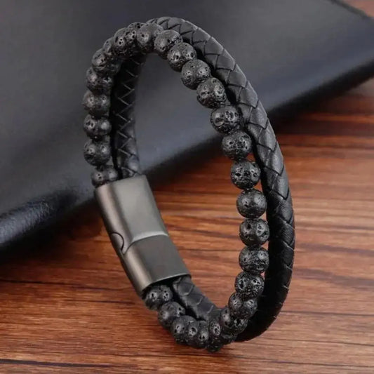 🔥 Tiger Eye & Lava Stone Bracelet – Steel Gift for Him/Her - BuzzMart