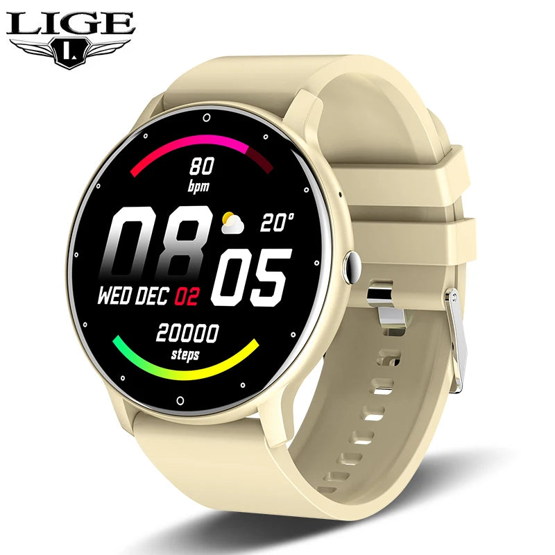 LIGE Smart Watch Women Men Full Touch Screen Bluetooth 5.2 Call Waterproof Watches Sports Fitness Tracker Factory IP67 ZL02 New - BuzzMart