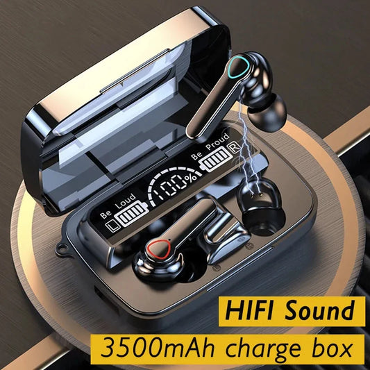 M19 Bluetooth Wireless Headset 5.3 Bluetooth Earphones IPX5 Waterproof Headsets with Mic HiFi Stereo Music Earbuds for All Phone - BuzzMart