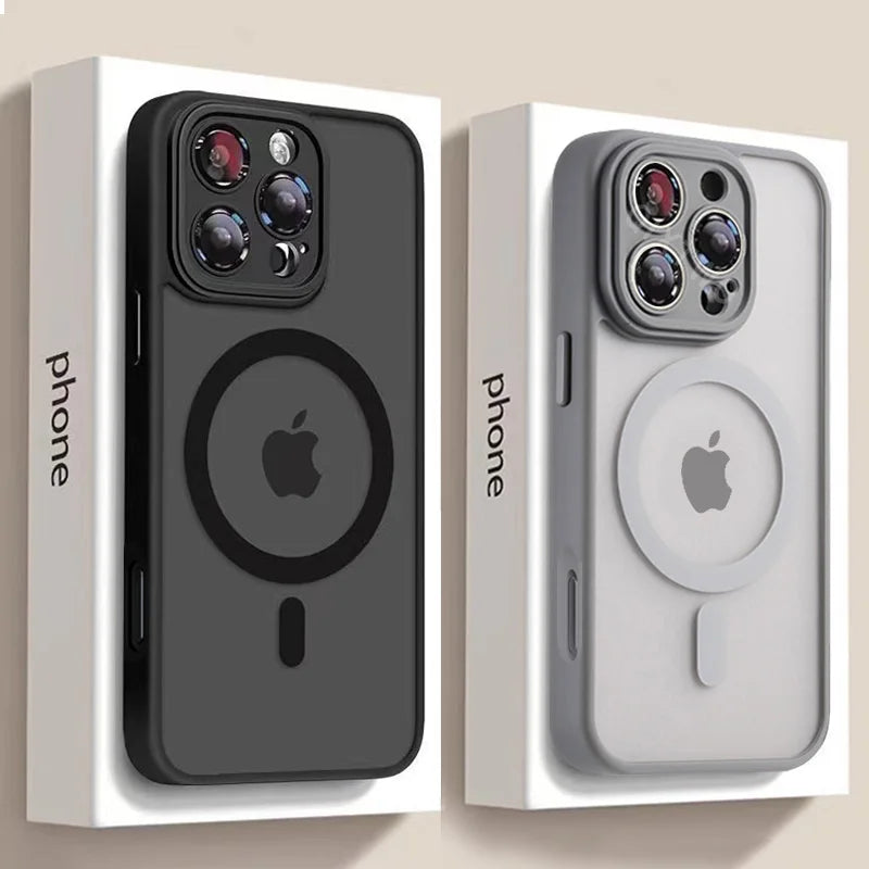 Luxury Matte Armor For Magsafe Magnetic Wireless Charging Case For iPhone 11 12 13 14 15 16 Pro Max Plus Shockproof Hard Cover - BuzzMart
