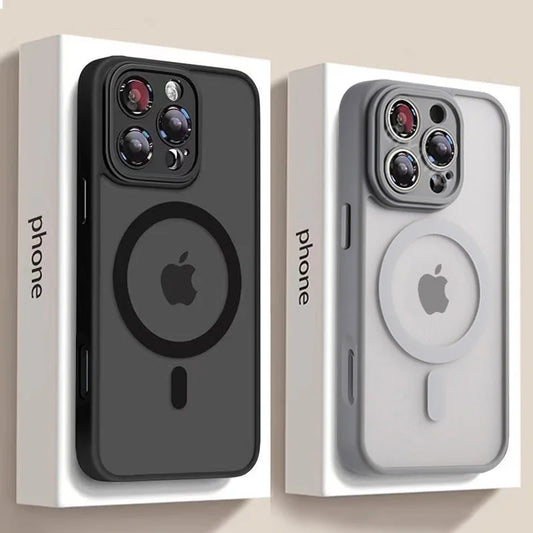 Luxury Matte Armor For Magsafe Magnetic Wireless Charging Case For iPhone 11 12 13 14 15 16 Pro Max Plus Shockproof Hard Cover - BuzzMart