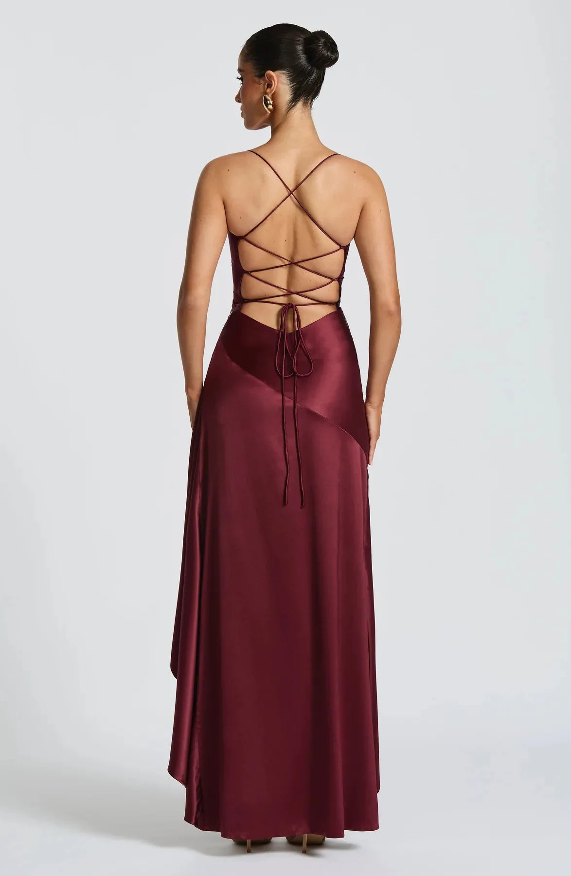Sexy Satin Split Maxi Dress – Backless Holiday Glam Look - BuzzMart