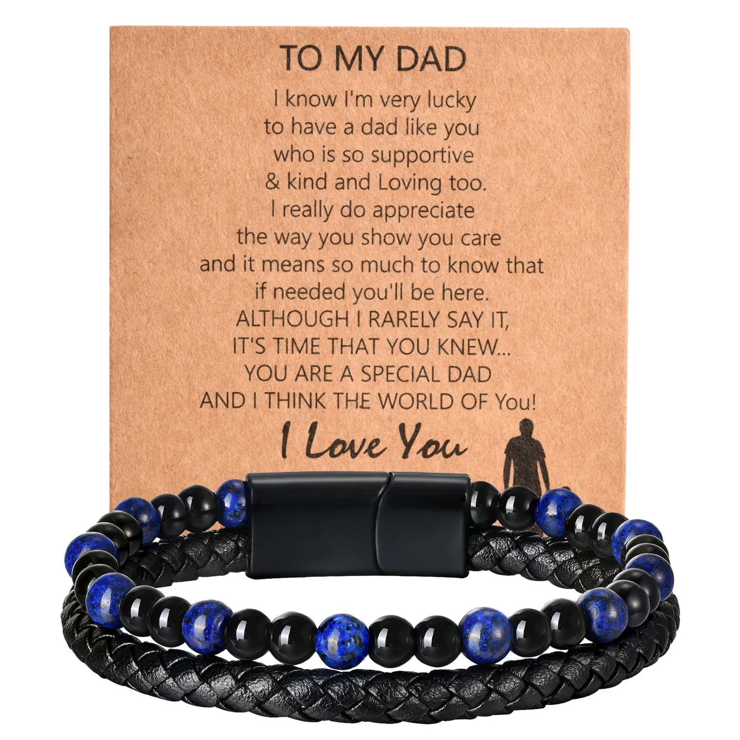 🎁 Bold Tiger Eye Bracelet – Leather Gift for Dad or Him - BuzzMart