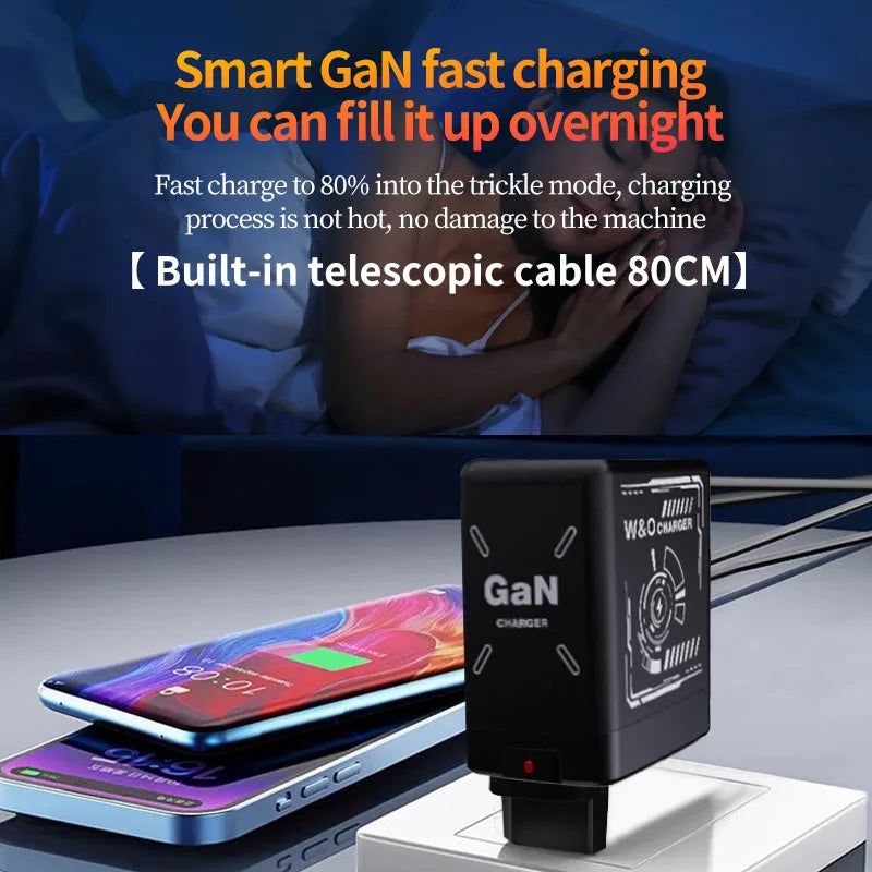 Trendy 20W GaN Fast Charger with Soft Silicone Cables - BuzzMart