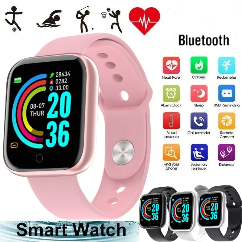 Smart Watches For Women Men Bluetooth Connect Phone Player Music Control Fitness Heart Rate Monitor Sport Bracelet Digital Y68 - BuzzMart