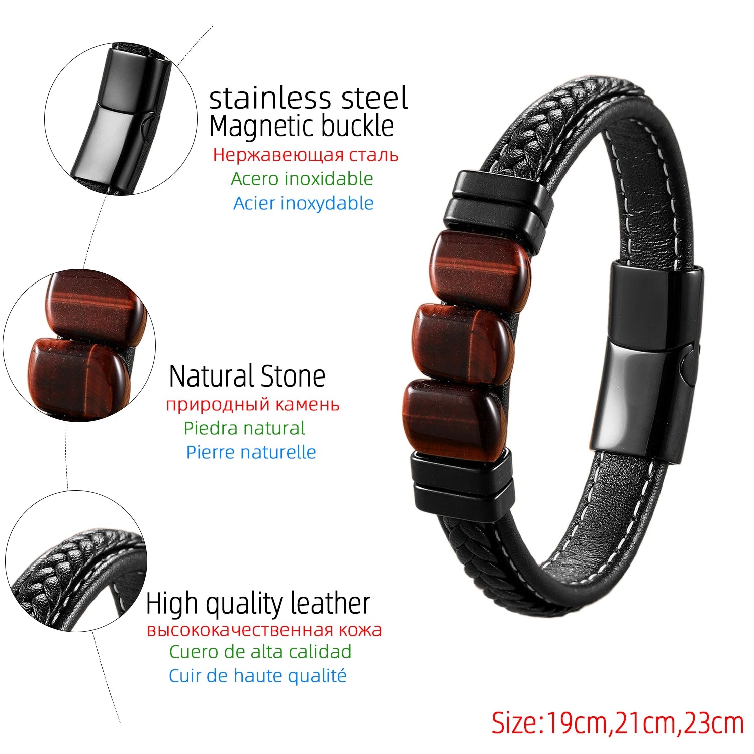 🔮 Tiger Eye Chakra Bracelet – Leather Energy Gift for Him - BuzzMart